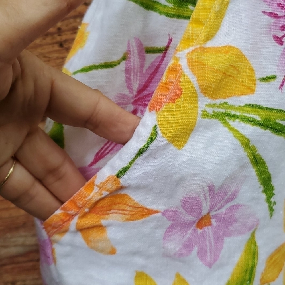 Cotton Connection linen floral crop pants small - Picture 2 of 5
